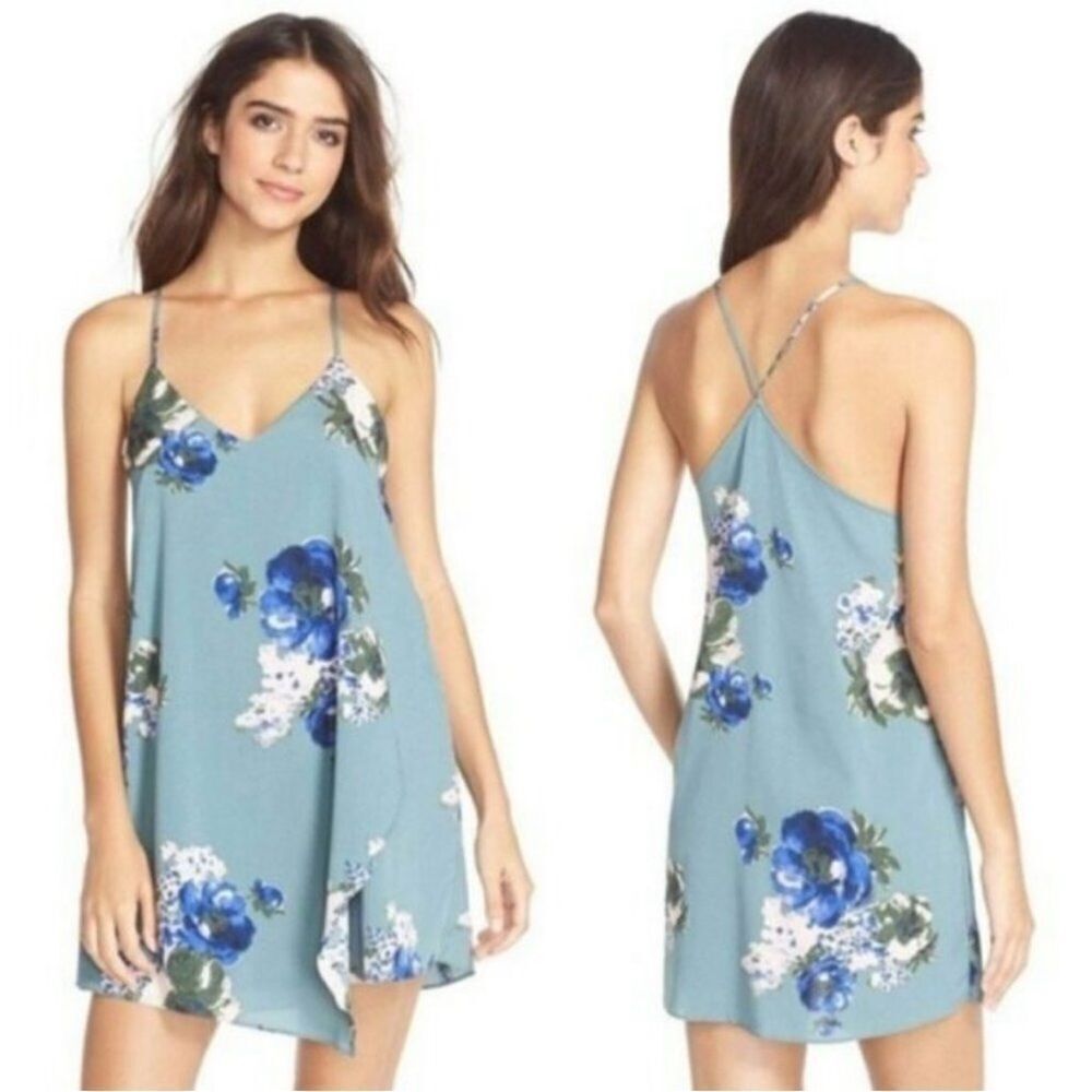 FREE PEOPLE | INTIMATELY Cascades Slate Blue Floral Slip Dress NEW Women’s XS